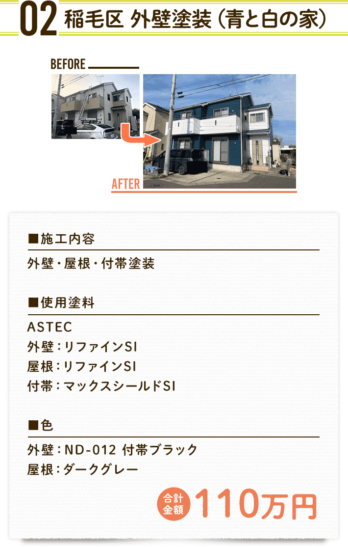 02 稲毛区 外壁塗装(青と白の家)